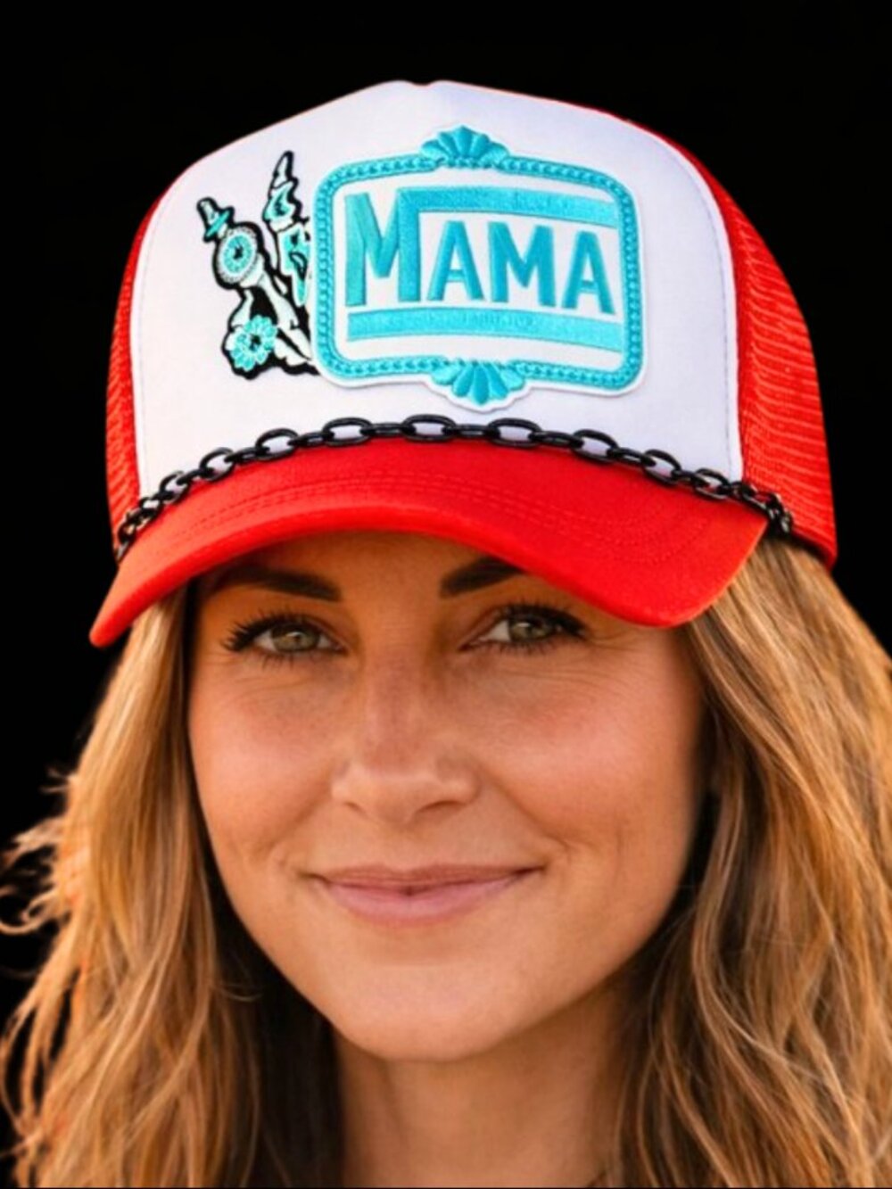 Western “MAMA” Trucker Hat Red Turquoise Patch | Cowgirl Boutique Snapback | NWT